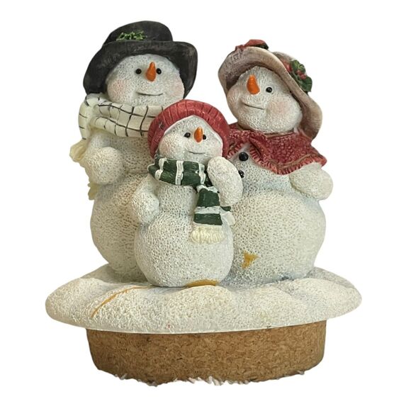 Home Interiors Snowman Family Candle Topper‎ Jar Shade Ceramic Christmas Retired - Picture 1 of 7